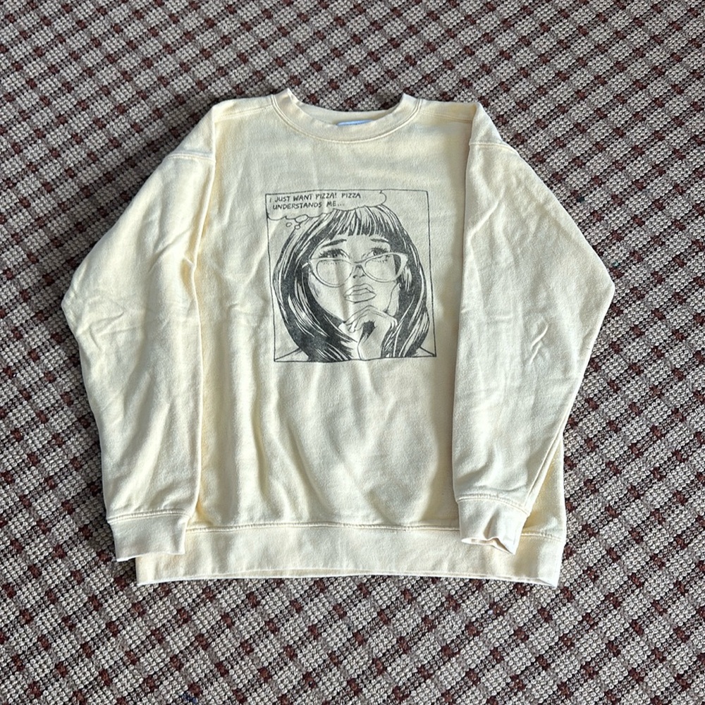 Re / Done “I just want pizza. Pizza understands me” sweatshirt crew neck